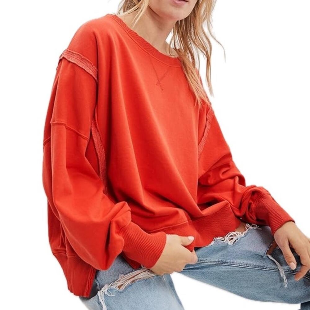 American Eagle Oversized Long Sleeve Wide Crewneck Big Hug Sweatshirt